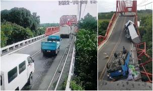 Un pod s-a prăbușit din senin, cu tot cu două dintre camioanele care îl traversau, într-un oraș din Filipine. Momentul a fost filmat de camere