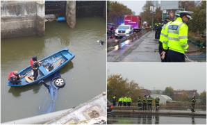 Accident grav în Bucureşti. O maşină în care se aflau doi oameni a plonjat de pe Podul Floreasca, în lac