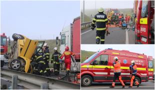 Familie distrusă la intrarea pe A3. Mama a murit pe loc, copilul şi verişorul femeii au ajuns la spital, după ce maşina s-a izbit de un TIR şi s-a răsturnat