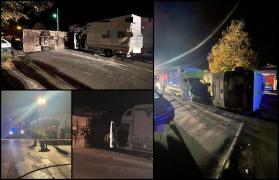 Microbuz plin cu pasageri, răsturnat pe o şosea din Alexandria, după ce s-a ciocnit cu o autoutilitară. 13 persoane au ajuns la spital