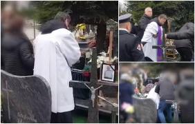 Un preot beat criță s-a prăvălit pe mormânt, în timp ce ținea slujba de înmormântare. Imagini șocante filmate într-un cimitir din Polonia