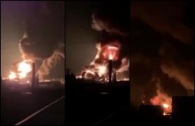 Explozie puternică în Vasilkov, după ce o rachetă a lovit un depozit petrolier. Deflagrația a provocat un incendiu uriaș