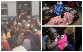 Lungul drum spre libertate: Mii de ucraineni au luat cu asalt gara din Liov pentru a ajunge în Polonia