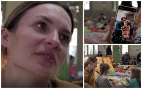 O femeie care și-a lăsat soțul în Ucraina își strânge fetițele la piept. ”Mi-a promis: Tania, voi salva casa noastră!”