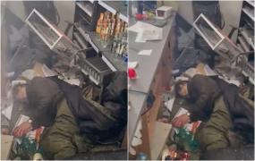 Soldat rus, găsit pulbere de beat, după ce a consumat tot ce şi-a dorit dintr-un magazin. Bărbatul era aproape inconştient