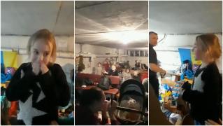 Momente emoţionante într-un buncăr din Ucraina