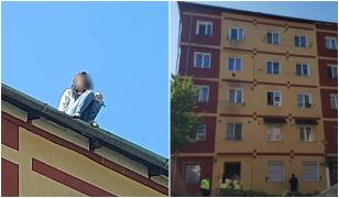 Tentativă de suicid la Reșița. O tânără care amenința că se aruncă de pe bloc a alunecat și a căzut în gol, de la etajul 4