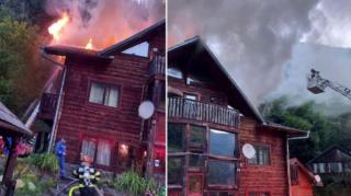 Cabană plină cu 50 de copii aflaţi în tabără la Râu Sadului, Sibiu în flăcări.