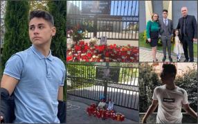 "Păcat, înger drag". Altar de lumânări și lacrimi pentru Flavius, adolescentul din Suceava care a murit sub ochii tatălui său la banchetul de a VIII-a