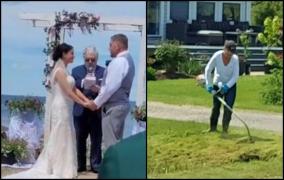 Nunta în aer liber a unui cuplu, distrusă de o vecină care a hotărât să-şi tundă gazonul în timp ce mirii îşi spuneau jurămintele