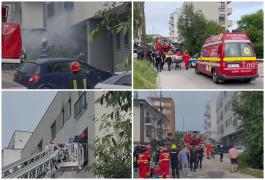 Incendiu violent într-un bloc din Cluj - Napoca.