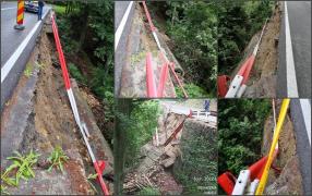 O porțiune de 14 metri din zidul de sprijin al drumului spre Poiana Brașov a luat-o la vale