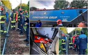 Locomotiva unui marfar a luat foc în Hunedoara