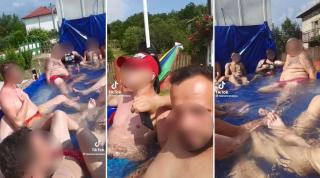 10 bărbaţi s-au filmat în "piscina" din camionetă, în Bogați, județul Argeș
