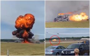 Camion cu reacţie, cuprins de flăcări