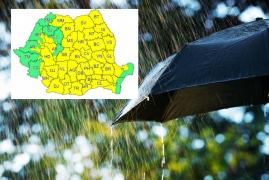 METEO. Cod galben de ploi și vijelii în cea mai mare parte a ţării până luni seara