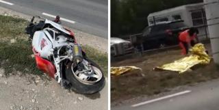 Sfârşit cumplit pentru un motociclist de 29 de ani din Gorj. A fost sfârtecat după ce a fost proiectat într-un stâlp de un şofer începător