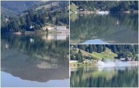 Momentul prăbuşirii avionului în lacul Colibiţa, surprins în imagini. Pilotul a murit, după ce a fost scos inconştient