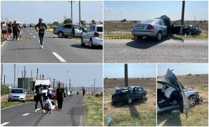 Accident frontal pe un drum din Galaţi. Doi oameni au ajuns la spital, după ce două maşini s-au lovit în plin