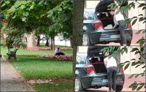 O craioveancă, la furat de flori din parc cu BMW-ul. Imaginile au devenit virale