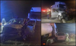 Accident pe centura Jilava, între un microbuz cu 8 persoane şi un TIR. Unul dintre şoferi a rămas încarcerat