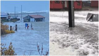 Alaska lovită de cea mai puternică furtună din ultimele decenii. Case luate de apă în urma ploilor abundente