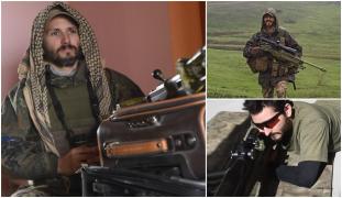 colaj cu trei fotografii care îl înfățișează pe lunetistul canadian Wali