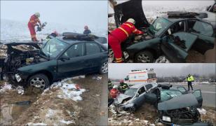 Fetiță de patru ani, rănită într-un accident rutier, în Olt. Alte patru persoane aju ajuns la spital, în urma impactului