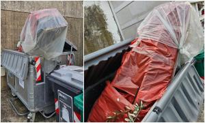 "Nu credeam că o să văd așa ceva!" Sicriu îndesat într-un tomberon, lângă cimitir. Locuitorii unui orășel italian, oripilați de scena macabră