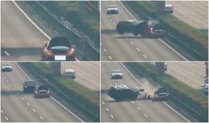 Un șofer de SUV a făcut praf un Lamborghini care făcuse pană în mijlocul autostrăzii, în China