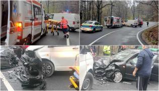Patru răniți, printre care și un copil de 13 ani, după ce două mașini s-au izbit violent, în Mehedinți. Şoferul vinovat circula cu viteză