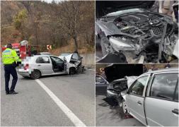 Două femei încarcerate şi 3 copii răniţi, după ce două maşini s-au ciocnit frontal pe DN 2D în Vrancea. Traficul, blocat pe un sens