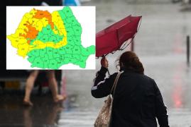 Jumătate de ţară intră sub cod portocaliu şi cod galben de ploi abundente
