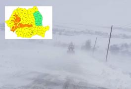 ANM a actualizat avertizările cod galben şi portocaliu de ninsori și viscol. Zonele din ţară unde va ninge abundent