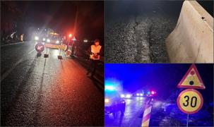 Restricții de circulație pe DN 7 - Valea Oltului, după apariția mai multor fisuri în asfalt, în zona unde s-a surpat drumul