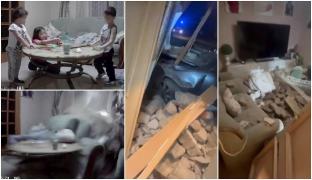 Un șofer spulberă cu Audi peretele casei și ajunge în sufrageria unei familii. Cu câteva minute înainte, 3 copii se jucau în camera făcută praf de bolid, în Germania