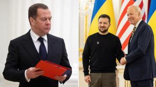 Fostul preşedinte şi premier rus Dmitri Medvedev (foto stânga)