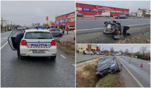Impact puternic între o mașină și un moped, în Constanța