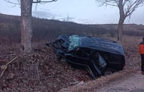 Drum oprit cu violență într-un copac, în Dolj: Două femei au murit pe loc, iar trei bărbați au ajuns la spital