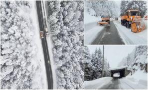 Interzis pe Transfăgărășan. Zăpadă de aproape 2 metri și ninge abundent în continuare