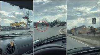 "S-a întâmplat în mai puțin de un minut". Dezastru filmat pe calea ferată. Un tren marfar spulberă un camion rămas blocat pe șine în Georgia, SUA