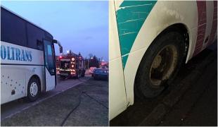 Panică în Miercurea Ciuc, după ce roata unui autocar care transporta 33 de copii şi 4 cadre didactice a luat foc