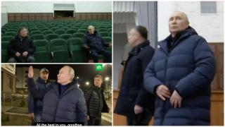 Vladimir Putin în timpul vizitei sale în Mariupol