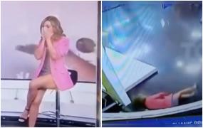 Momentul dramatic când o prezentatoare se prăbuşeşte în direct, în timpul unei emisiuni la o televiziune din Columbia
