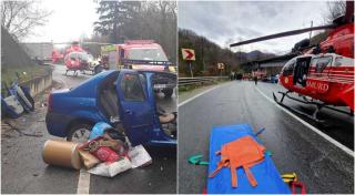 Una dintre victime, preluată de un elicopter SMURD