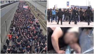 Bătăi între suporteri la derbiul de liga a doua Steaua - Dinamo. Un suporter a făcut stop-cardiac şi a fost resuscitat pe asfalt