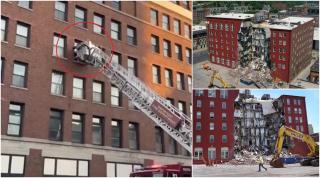 Momentul în care o femeie blocată într-o clădire care se prăbuşeste este salvată. Aceasta a stat ascunsă sub canapea o zi întreagă de frică