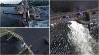 Momentul exploziei barajului Kakhovka, detectat de sateliții americani înainte ca structura să se prăbușească - NYT