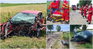 Doi bărbaţi şi-au pierdut viaţa într-un accident violent, pe un drum din judeţul Prahova. Un tânăr în stare gravă, preluat de un elicopter SMURD
