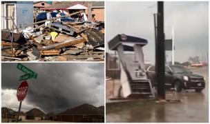 Clădiri puse la pământ şi oameni prinşi sub munţi de moloz, după tornada din Texas